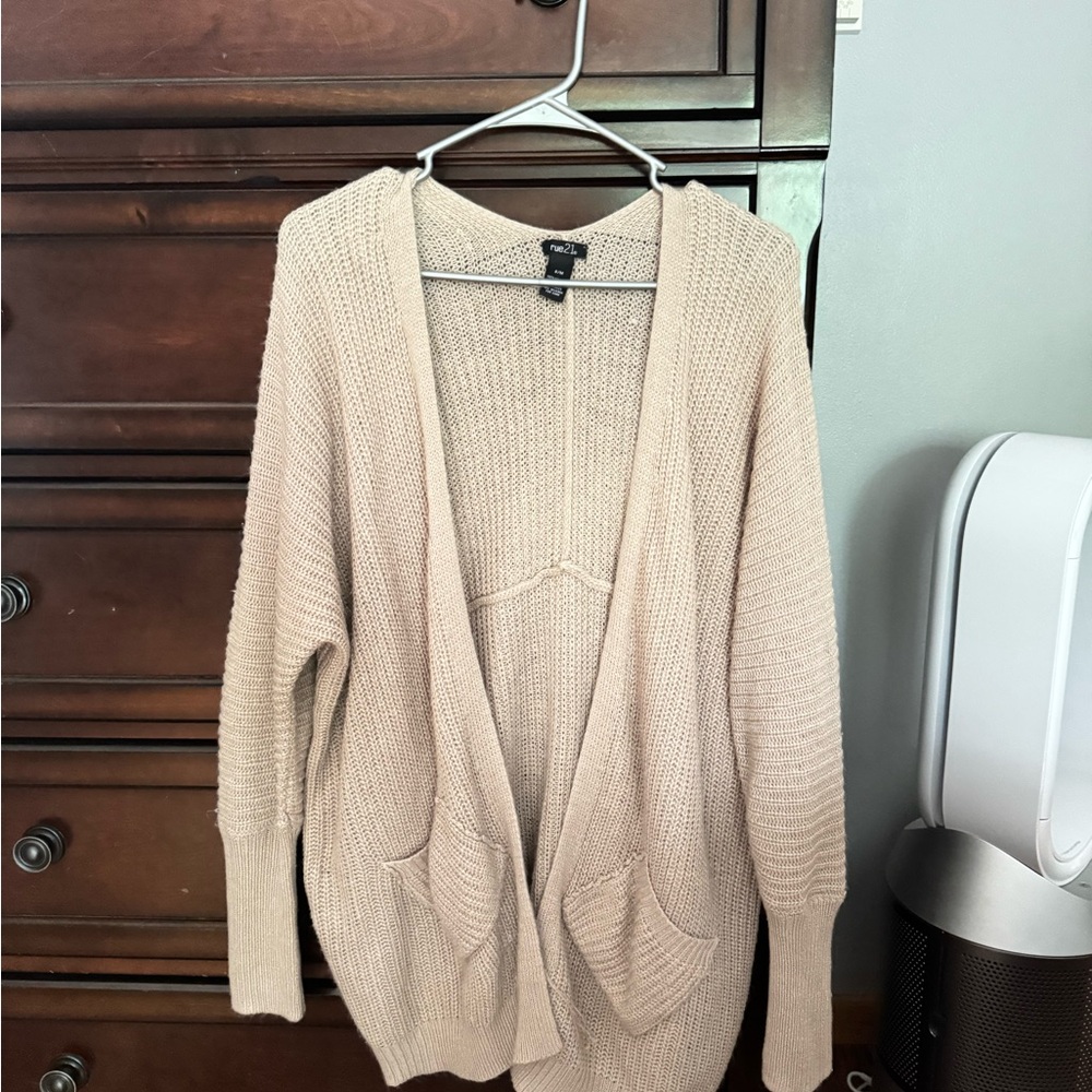 Rue21 Cream Cardigan Sweater with Chunky Knit